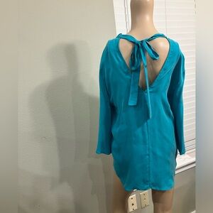NWT SANDRO Elegant Teal All Silk Top